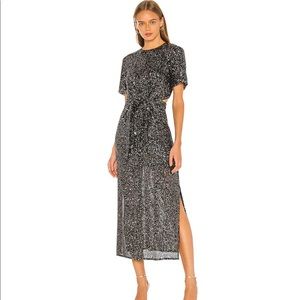 NWT C/MEO Black Sequin Midi Dress